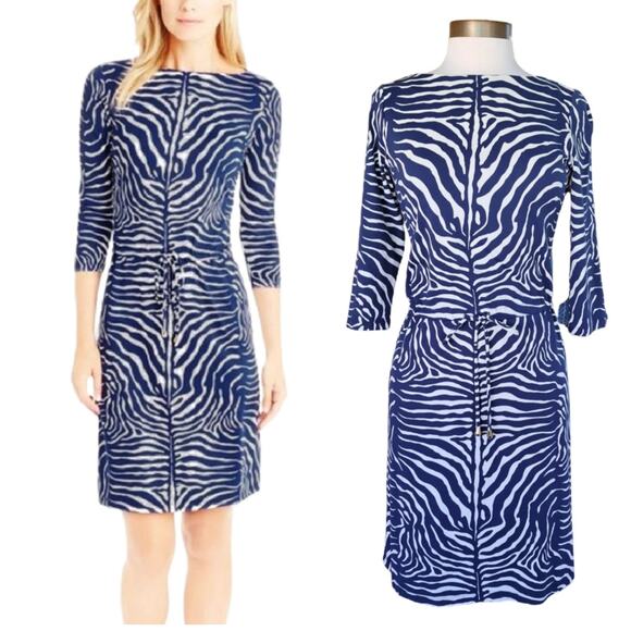 J McLaughlin Zebra Animal Print Dress Blue XS - Picture 1 of 10